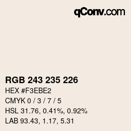颜色代码: RGB 243 235 226 | qconv.com
