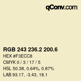 カラーコード: RGB 243 236.2 200.6 | qconv.com