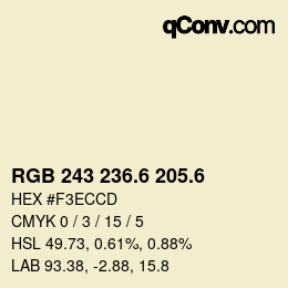 カラーコード: RGB 243 236.6 205.6 | qconv.com