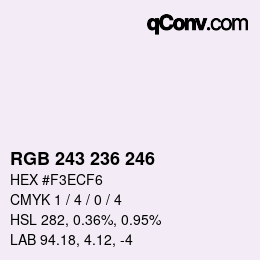 Color code: RGB 243 236 246 | qconv.com