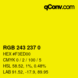 Color code: RGB 243 237 0 | qconv.com