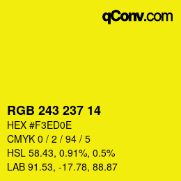 Color code: RGB 243 237 14 | qconv.com