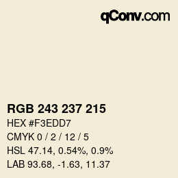 Color code: RGB 243 237 215 | qconv.com