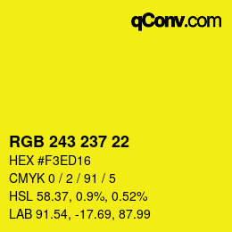 Color code: RGB 243 237 22 | qconv.com