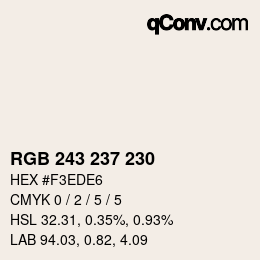 Color code: RGB 243 237 230 | qconv.com