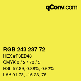 Color code: RGB 243 237 72 | qconv.com