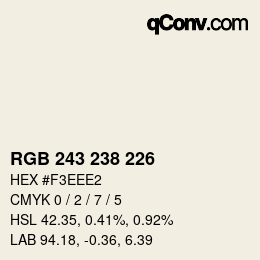 颜色代码: RGB 243 238 226 | qconv.com