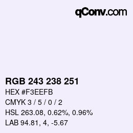 Color code: RGB 243 238 251 | qconv.com