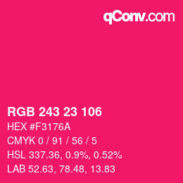 Color code: RGB 243 23 106 | qconv.com