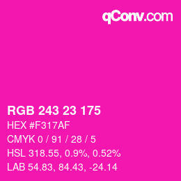 Color code: RGB 243 23 175 | qconv.com