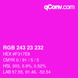 Color code: RGB 243 23 232 | qconv.com