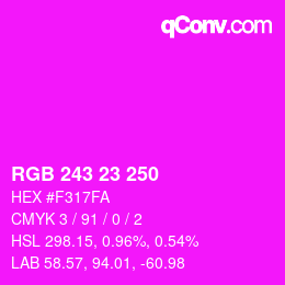 Color code: RGB 243 23 250 | qconv.com