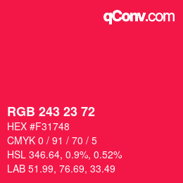 Color code: RGB 243 23 72 | qconv.com