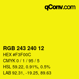 Color code: RGB 243 240 12 | qconv.com