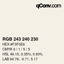 Código de color: RGB 243 240 230 | qconv.com