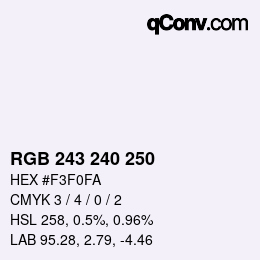 Color code: RGB 243 240 250 | qconv.com