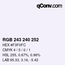 Color code: RGB 243 240 252 | qconv.com