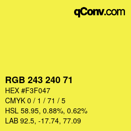 Color code: RGB 243 240 71 | qconv.com