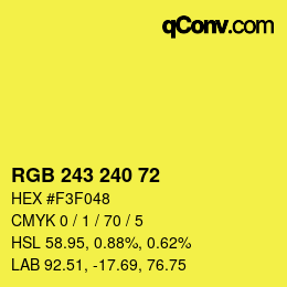 Color code: RGB 243 240 72 | qconv.com