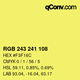 Color code: RGB 243 241 108 | qconv.com
