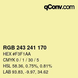 Color code: RGB 243 241 170 | qconv.com