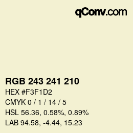 Color code: RGB 243 241 210 | qconv.com
