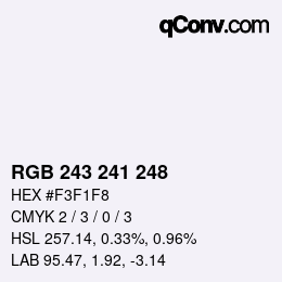Color code: RGB 243 241 248 | qconv.com