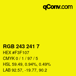 Color code: RGB 243 241 7 | qconv.com