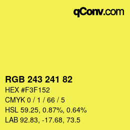 Color code: RGB 243 241 82 | qconv.com