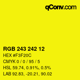 Color code: RGB 243 242 12 | qconv.com