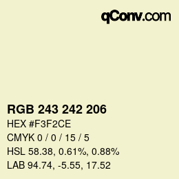Color code: RGB 243 242 206 | qconv.com