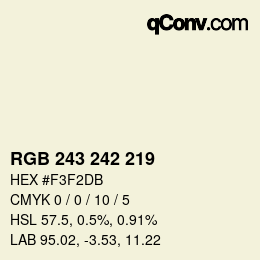 Color code: RGB 243 242 219 | qconv.com