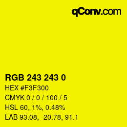 Color code: RGB 243 243 0 | qconv.com