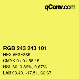 颜色代码: RGB 243 243 101 | qconv.com