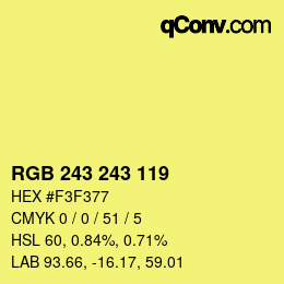 Color code: RGB 243 243 119 | qconv.com
