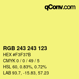 Color code: RGB 243 243 123 | qconv.com
