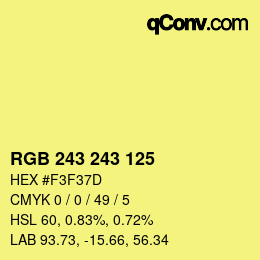 Color code: RGB 243 243 125 | qconv.com