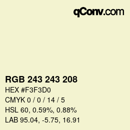 Code couleur: RGB 243 243 208 | qconv.com