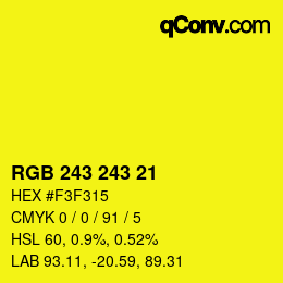 Color code: RGB 243 243 21 | qconv.com