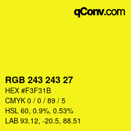 颜色代码: RGB 243 243 27 | qconv.com