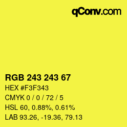 Color code: RGB 243 243 67 | qconv.com