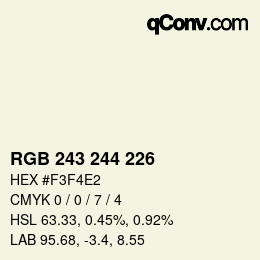 颜色代码: RGB 243 244 226 | qconv.com
