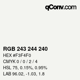 Color code: RGB 243 244 240 | qconv.com