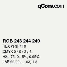 カラーコード: RGB 243 244 240 | qconv.com