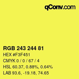 Color code: RGB 243 244 81 | qconv.com