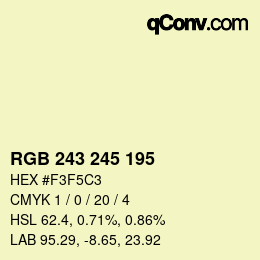 颜色代码: RGB 243 245 195 | qconv.com