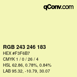Color code: RGB 243 246 183 | qconv.com