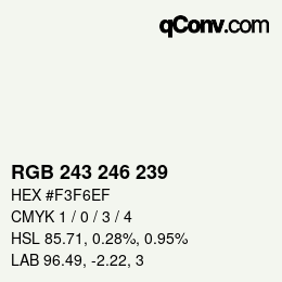 Código de color: RGB 243 246 239 | qconv.com