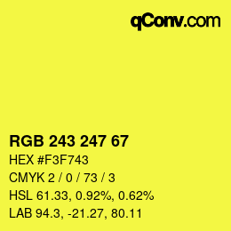 Color code: RGB 243 247 67 | qconv.com