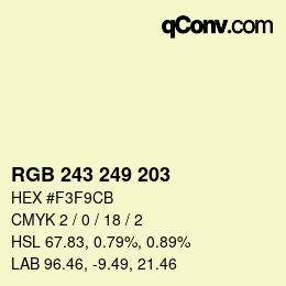 Código de color: RGB 243 249 203 | qconv.com